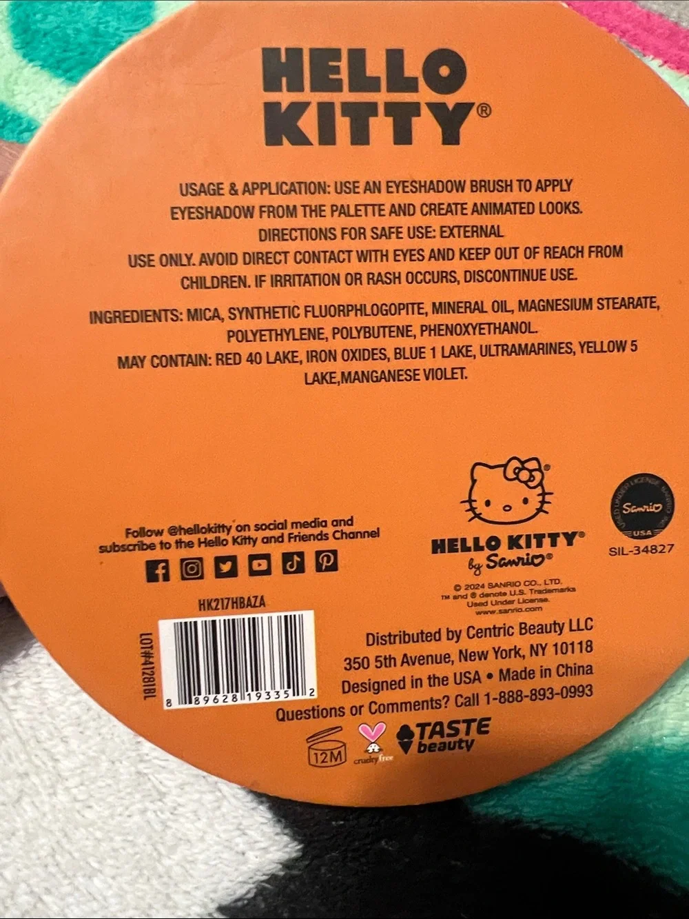 Hello Kitty Halloween Eyeshadow Palette — Orange, Green, Purple, Black, Yellow